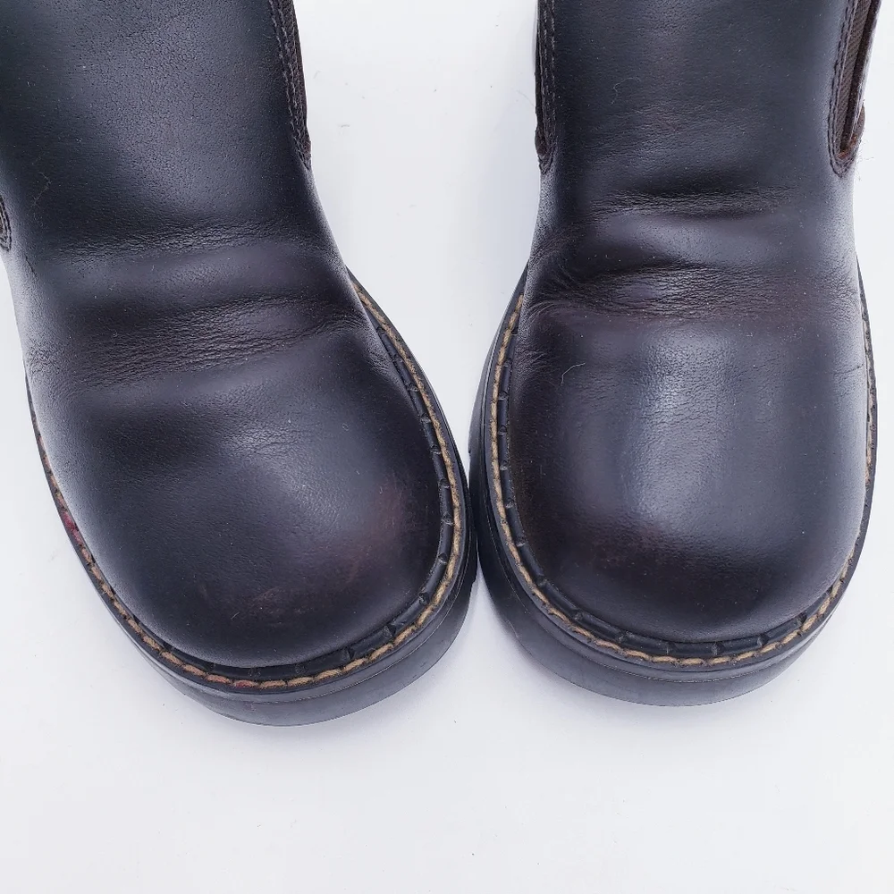 Vintage 90s Y2K American Eagle Leather Chunky Heel Loafer Brown Leather Size 6‎